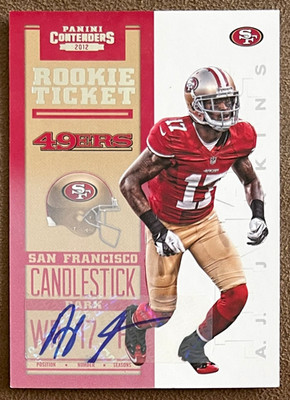 2012 Contenders Rookie Ticket Autograph A.J. Jenkins #210 San Francisco 49ers RC