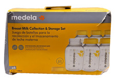 NIB Medela Breast Milk Collection Storage Set of 5oz Bottles Lids