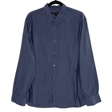 John Varvatos L Mens Basic Button Down Shirt Slim Fit Marine Blue Pocket