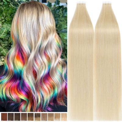 60pcs CLEARANCE Tape In 100% Real Human Remy Hair Extensions Skin Weft Full Head