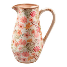 Dekokrug Kanne Krug Blütenmuster Keramik Shabby Chic Landhaus Höhe 27 cm