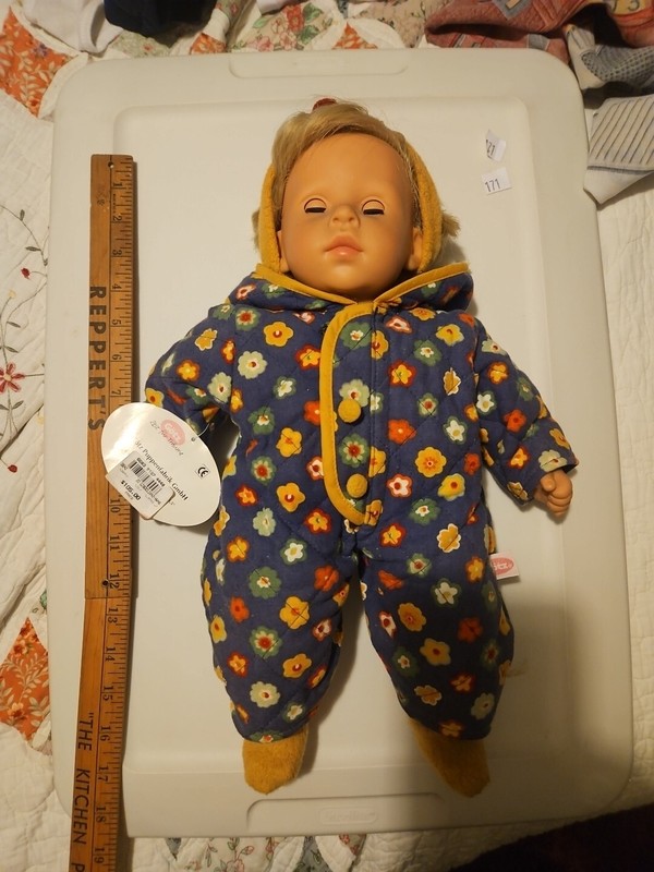 GÖTZ Doll 16 1/2in with Original Tag.  Zeit Fur Traume 42cm Flowered Cloths