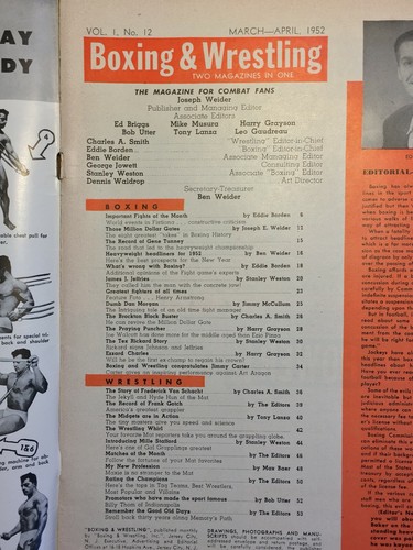 Boxing & Wrestling Magazine 1952 : Marciano Wolcott Ezzard Tunney Jeffries - Picture 2 of 12
