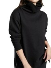 Athleta Black Studio Cowl Neck Sweatshirt Thumbholes Size S