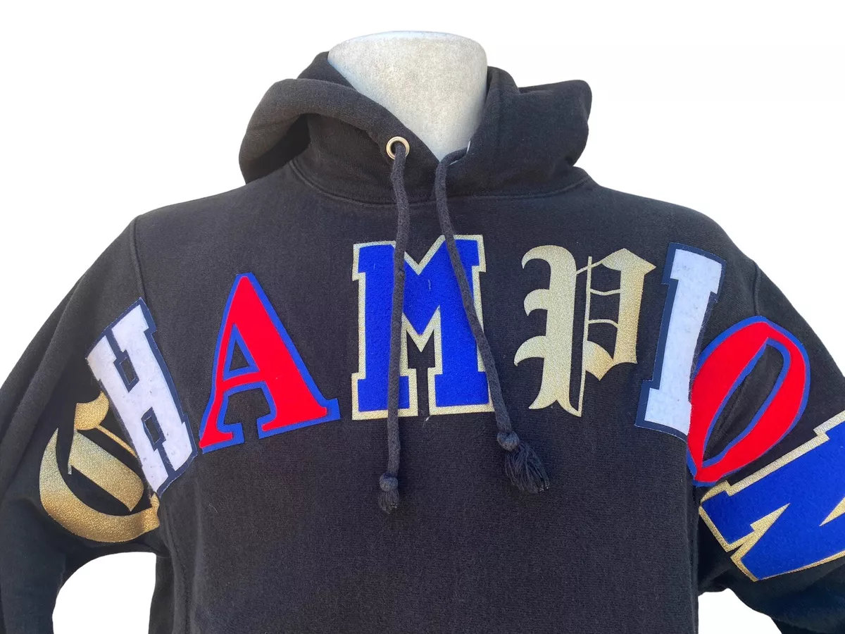 VTG 90s Champion Varsity Letter Out Hoodie Mens S Reverse Weave Sweatshirt | eBay