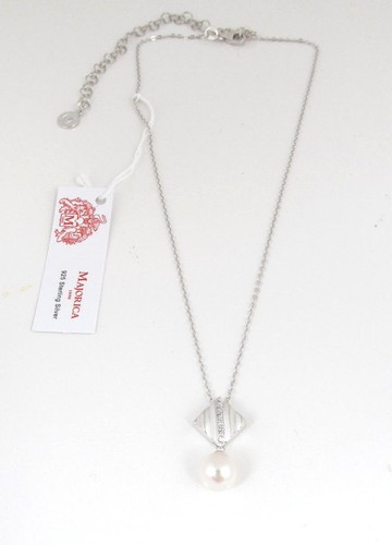 Majorica Sterling Silver Manmade Pearl Pendant Necklace New In Original Box - Picture 14 of 17