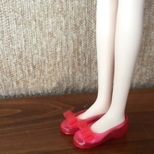Zapatos con moño de moda rojos transparentes para muñecas Blyth 1/6 zapatos para muñeca Licca