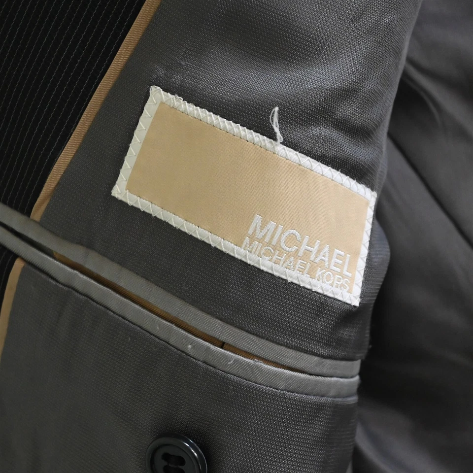 Michael Kors 40R 34x30 Negro Rayas 100% Lana Hombre Chaqueta Pantalones Traje Foto 4 de 4