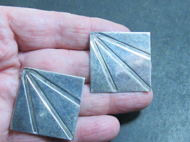 large abstract sterling silver earrings - image 6