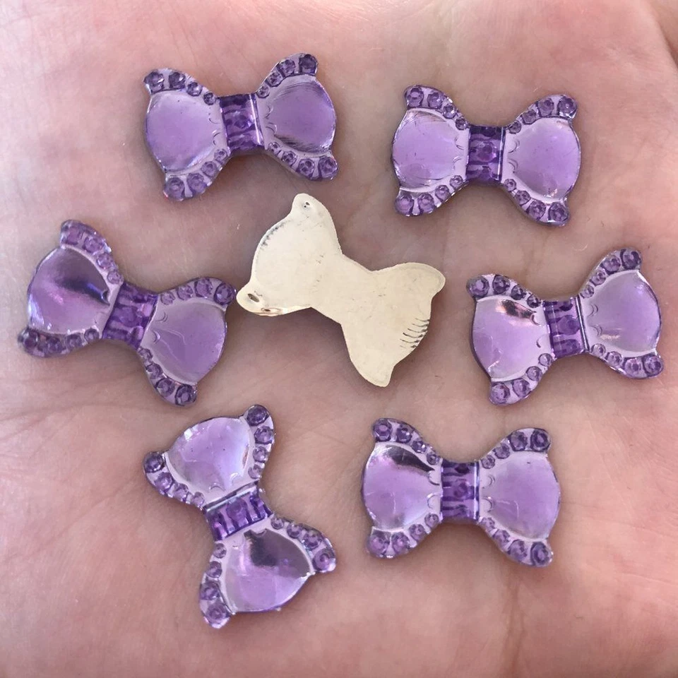 40pcs Shiny Resin Bow Flatback Rhinestone DIY Hair Ornament Art Decoration Craft - Image 2 of 4