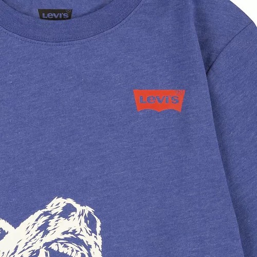 Levi's $40 Fierce Bear Graphic Long Sleeve Blue T-Shirt & Striped Beanie Set NWT - Picture 4 of 7