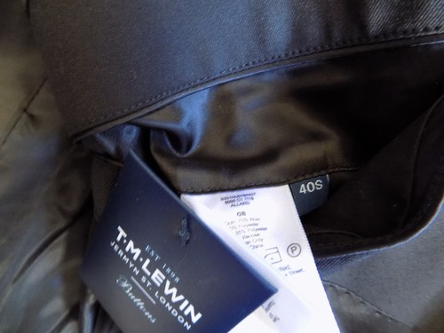 mens TM.LEWIN BLACK WOOL SLIM FIT SUIT 40"S CHEST 34" WAIST 28.5"L NEW NO TAGS - Picture 12 of 15