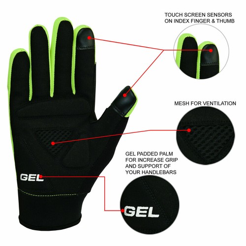 Cycling Gloves Windproof Gel Padded Touchscreen Full Finger Winter Gloves - Picture 6 of 18