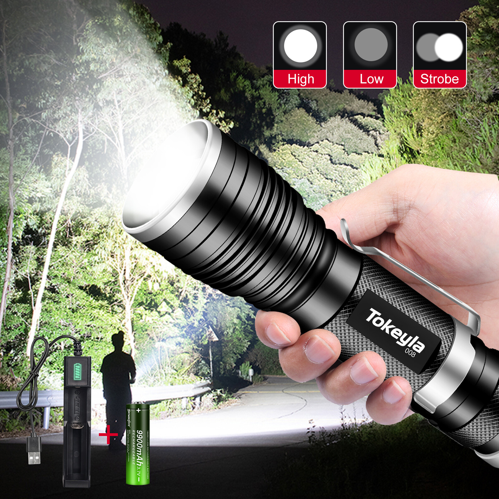 Super Bright LED Flashlight Rechargeable Mini Tactical Flashlights Zoom Torch US - Picture 13 of 14
