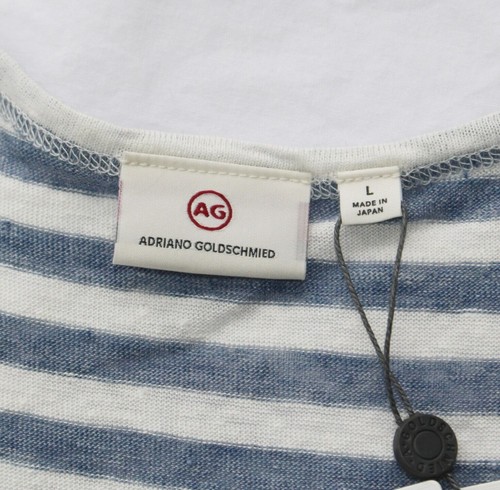 $168 New AG Dress AVRIL Women's LARGE L Blue Striped Sun Maxi 100% LINEN Japan - Picture 2 of 6