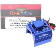 Powerhobby Aluminum Motor Heatsink Cooling Fan 1/8 Blue : Arrma Kraton
