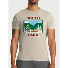 South Park Characters Graphic T-Shirt Men's Beige Size 2XL 50-52 Cartman Kenny