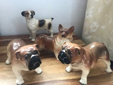 Vintage 4 Dogs Coopercraft Ceramic 2 Bulldog And 2 Others Figurines In VGC