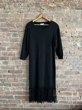Ulla Johnson Women’s Dress, Sz P, Black 109% Baby Alpaca, Fringe Detail