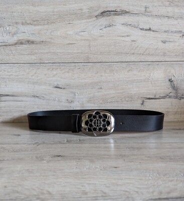 S Oliver Leather Belt Black Solid with metal buckle size 90