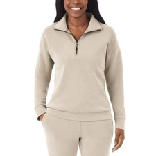 MEMBERS MARK Women`s Moisture Wicking Quarter Zip Pullover  - Almond Sz. M