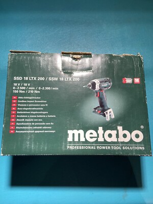 New Metabo SSD 18 LTX 200 (602196850) Cordless Impact Driver