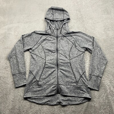 Eddie Bauer Jacket Women's Large Gray Hooded Full Zip Sportswear Athleisure Gym