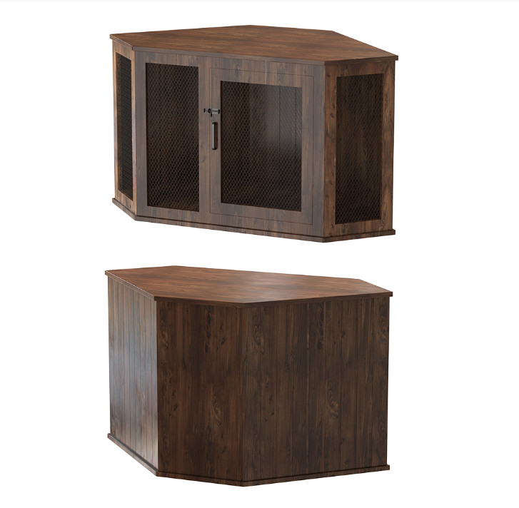 52" Corner Dog Crate Large Pet Kennel Wood TV Stand End Table Dog Cage Furniture