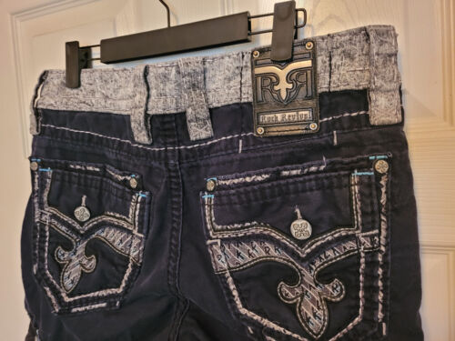 Pantaloncini cargo classici Rock Revival uomo etichetta taglia 31 neri - Foto 3 di 9