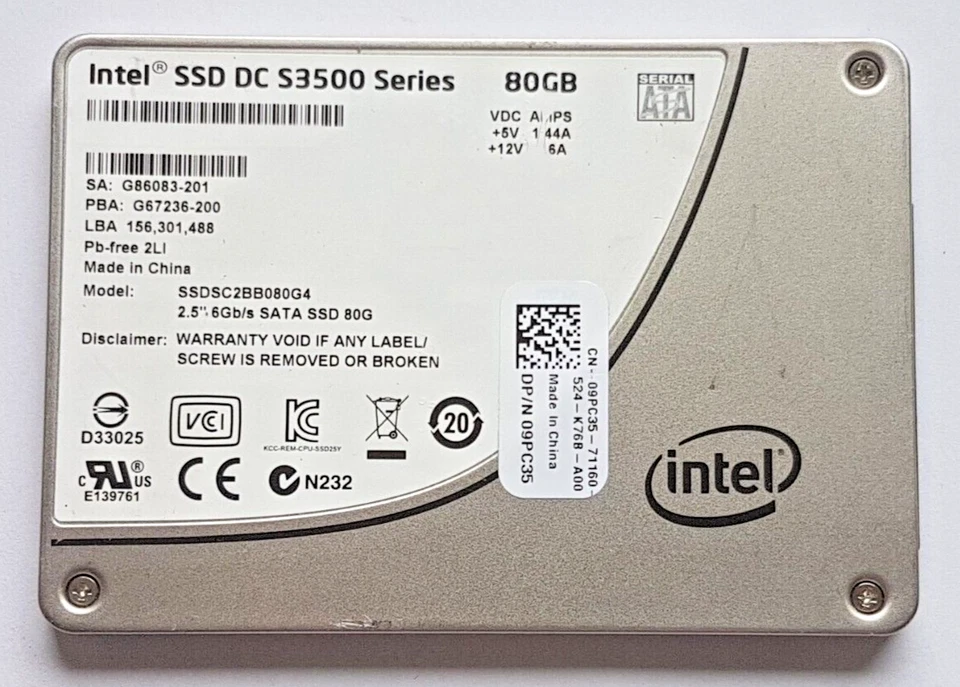80 GB SATA III Intel SSD DC S3500 SSDSC2BB080G4 2D-NAND MLC 2.5" Festplatte