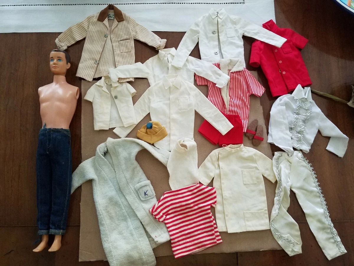 Genuine (Barbie)Ken doll 1959-60s Swimsuit jeans shirt flipflops robe dr  clothes