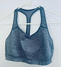 EUC VICTORIAS SECRET VSX SPORT THE PLAYER BLACK  GRAY RACERBACK SPORT BRA  XL