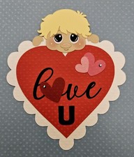 Love You Heart Boy Blonde Hair. Scrapbook, Card making Paper Piecing