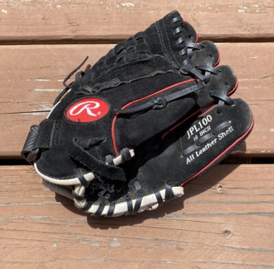 Gant Baseball Rawlings Jeunesse JPL100 10 Pouces - Cuir Noir Main Droite Occasion