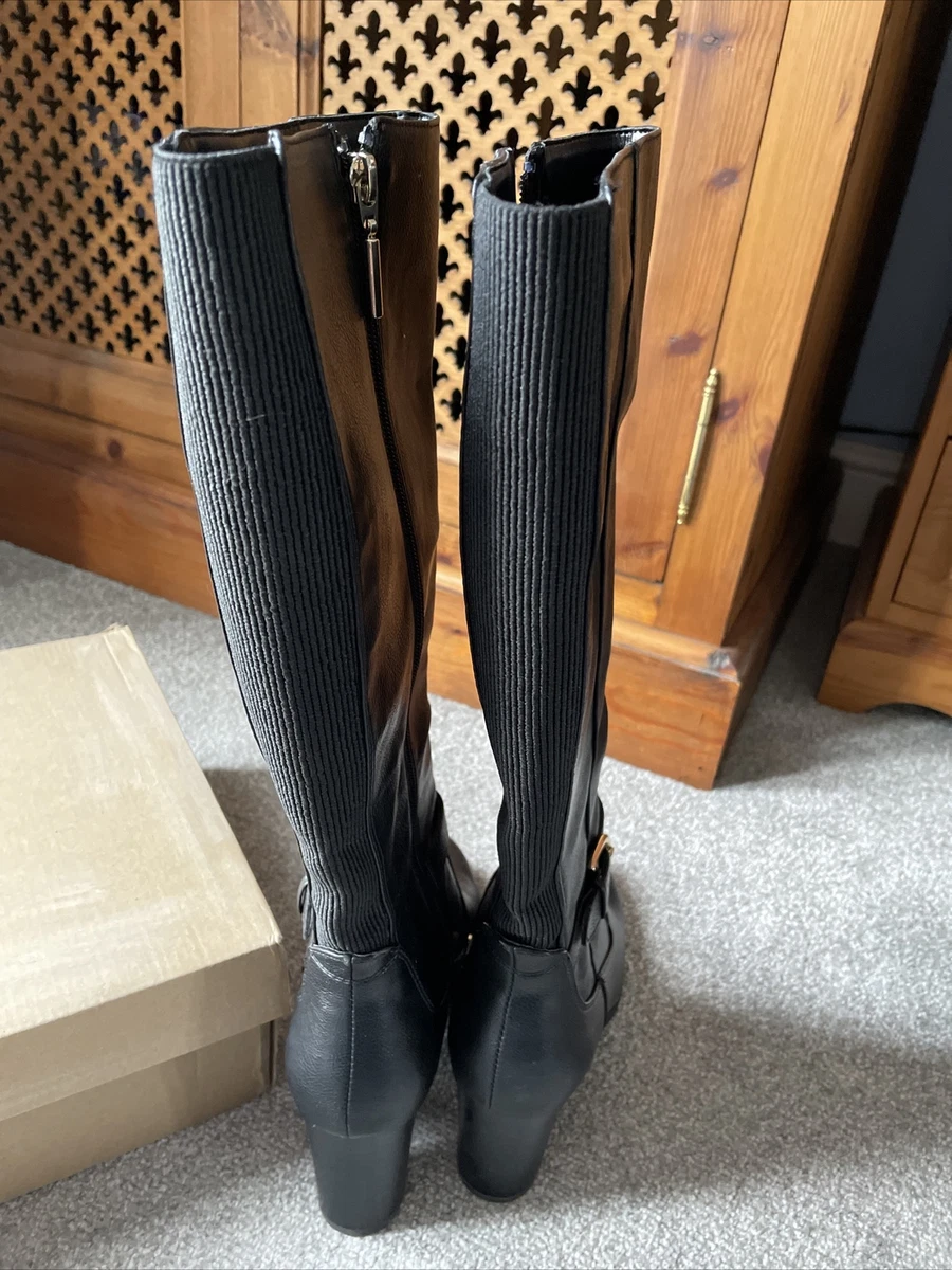Brand New Next Black Knee High Leather Look Boots Never Worn