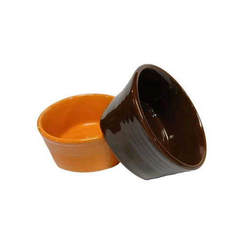 Fiestaware Square Round Soup, Cereal Bottom Bowl Fiesta Orange & Brown X 2