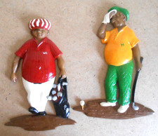 Made in USA Vintage 1967 Men's Golfers Sexton 1967 Metal Wall Hangings Set of 2.