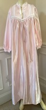 Elise Stevens WN SZ M PINK LG SL X LONG NIGHTGOWN Satiny Look Snuggy TUCKS RIB