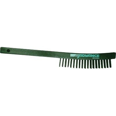 Curved Handle Scratch Brushes, 13 3/4'', 3X19 Rows, Carbon Steel Wire, Plastic