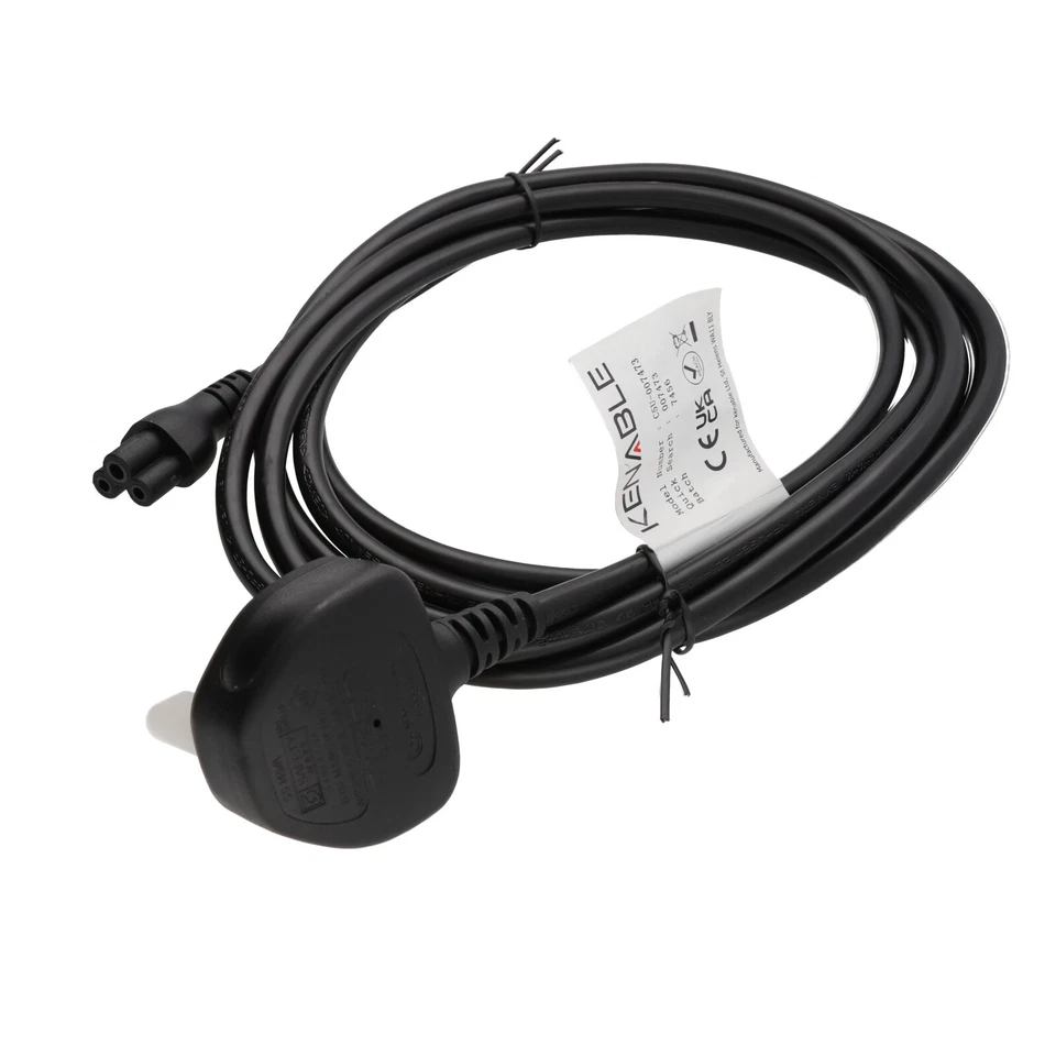 3m Power Cord - UK Plug to C5 Clover Leaf CloverLeaf Lead Mains Cable 10ft 3 pin - Image 2 of 4