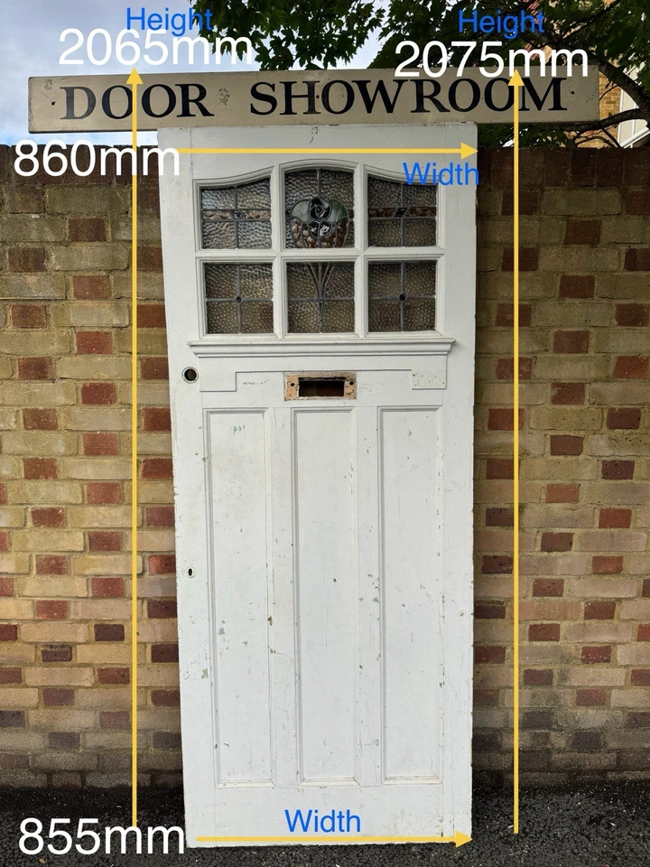 Reclaimed Victorian Stained Glass Wooden Panel Door 2065 Or 2075 x 860 Or 855mm - Image 2 of 4