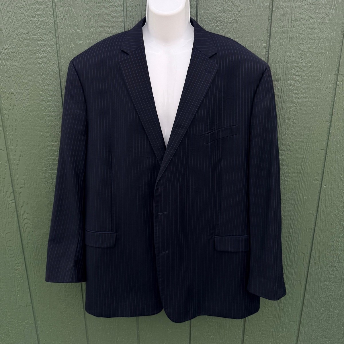 Lauren Ralph Lauren Blazer Men 52L Navy Blue Pinstripe 100% Wool 2