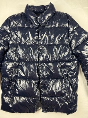 Calvin Klein Mens M High Shine Puffer Jacket Navy Sorona 7°F CM152963 NWOT