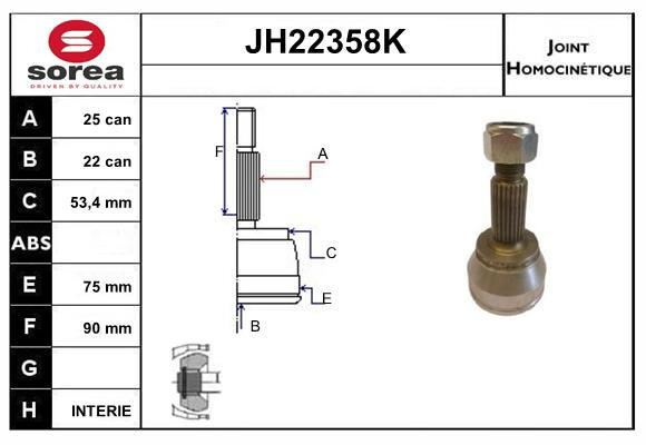 Jeu de joints arbre de transmission SNRA JH22358K kit soufflet cardan FORD FIESTA