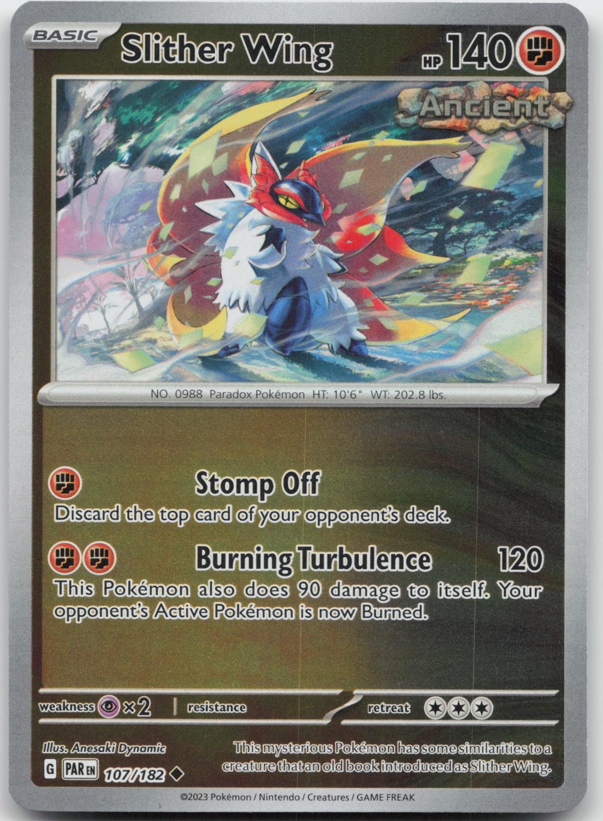 SLITHER WING 107/182 UC PARADOX RIFT POKEMON REVERSE HOLO NEAR MINT