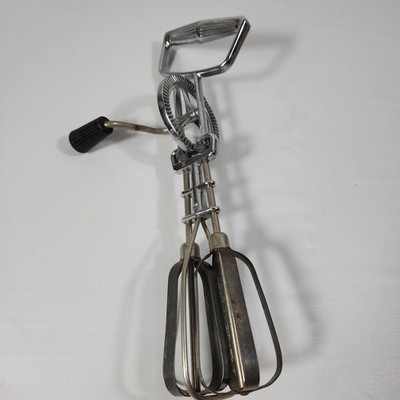 Vintage Whisk Egg Beater Manual Crank Hand Mixer Blender Stainless Steel USA