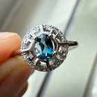 925 Sterling Silver Ring 5x3mm Natural London Blue Topaz Gemstone Zircon Flower — photo 5