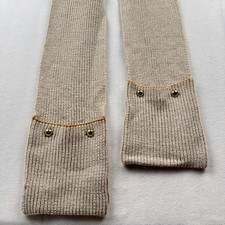 Michael Kors Knit Scarf w Button Detail Tan Cream Metallic Gold Accent