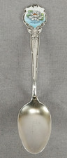 Paye & Baker Enameled Water Lily August Handle Sterling Silver Spoon