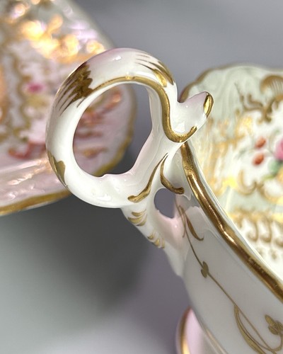 Antiguo Platillo Taza Renacimiento Rococó Coalport John Rose Período 4/196 Floral Dorado - Imagen 8 de 24